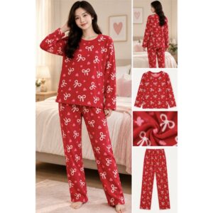 Pijama polar de moñitos